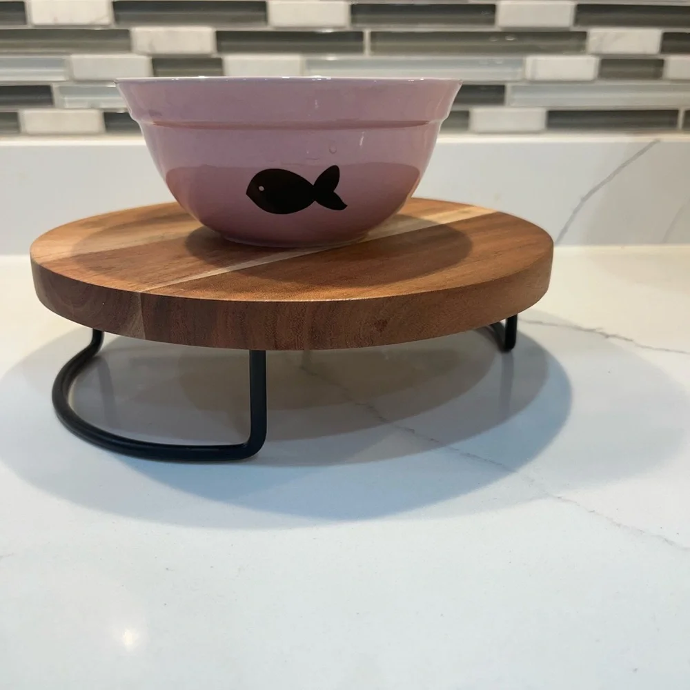 Cat ceramic food water bowl adorable pink by Fido’s Dinner